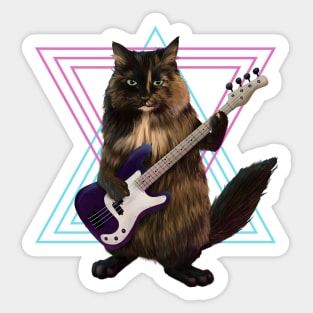 Cat playing bass guitar Sticker